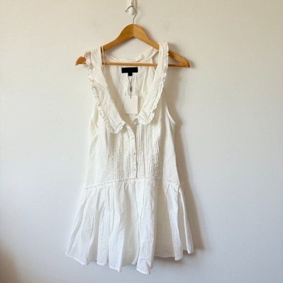 Zara Peter Pan Collar Linen Blend Short Dress NWT White Size Small - Picture 5 of 9